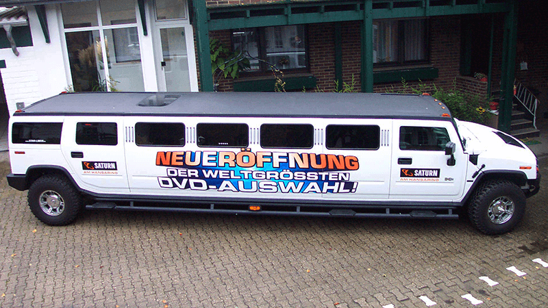 Saturn Promotion Hummer Limousine mieten von Starlimos